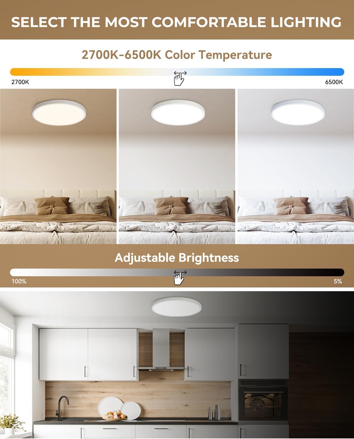 Smart LED Ceiling Light with Remote Control